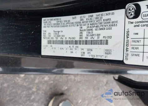 2014 Ford Fiesta Se from USA, damaged, VIN 3FADP4BJ7EM130653